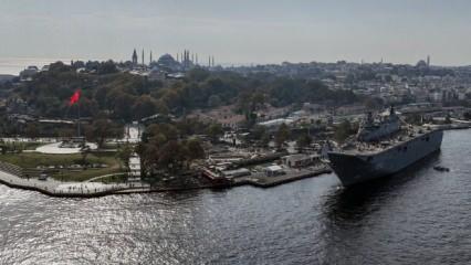 Sarayburnu Limanı'na demirleyen TCG Anadolu gemisi ziyarete açıldı