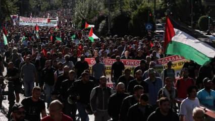 Yunanistan'da Filistin'e destek eylemi