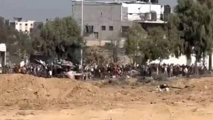 İsrail ordusu görüntüleri paylaştı... Göçe zorlanan binlerce Gazzeli