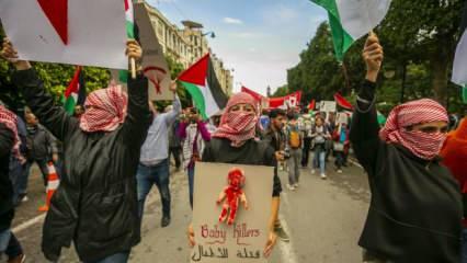 Tunus’ta, Filistin’e destek gösterisi düzenlendi