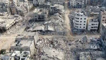 Gazze'nin kuzeyindeki yıkım havadan görüntülendi