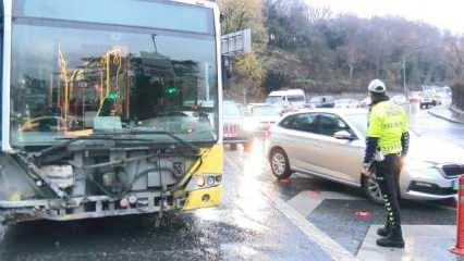 Sarıyer'de bir İETT otobüsü bariyerlere çarptı 