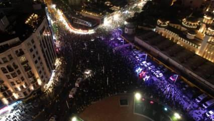 Taksim Meydanı’nda yeni yıl kutlaması yoğunluğu! Drone ile havadan görüntülendi