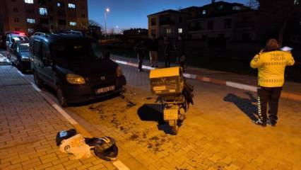 Yemek siparişi götüren motokurye, sokak köpeğinden kaçarken kaza yaptı