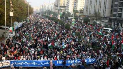 Pakistan'da dev gösteri! "Gazze'deki soykırımı durdurun"