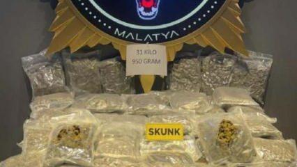 Otomobilde 31 kilo skunk ele geçirildi; 4 tutuklama