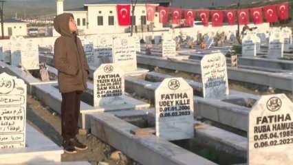 Depremde ölen ailesi için mezarları başında her gün Kur'an okuyor