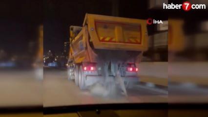 İBB’ye ait hafriyat kamyonu tehlike saçtı! 