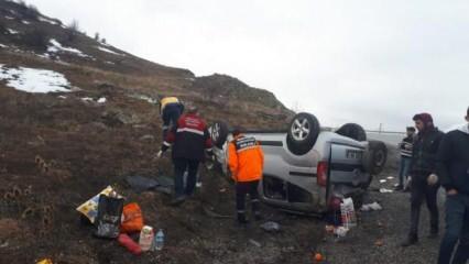 Sivas’ta kaza yapan araç ters döndü: 5 yaralı