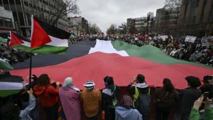 ABD’nin başkenti Washington’da 30 binden fazla kişi Filistin için yürüdü
