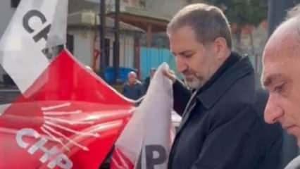 AK Partili Şen’den centilmenlik örneği! Yere düşen CHP bayrağını topladı