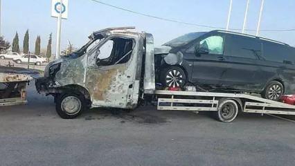 Destici'nin kaza yaptığı araç bu kez de yandı! 