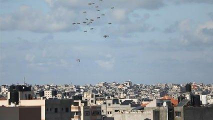 Gazze'ye havadan indirilen yardım kutuları sivillerin üzerine düştü