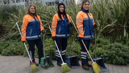 İstanbul'un meydanlarına kadın temizlik işçilerinin eli değiyor