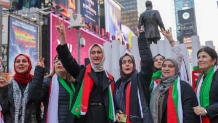 KADEM Times Meydanı'nda Filistinli kadınlarla dayanışma etkinliği düzenledi