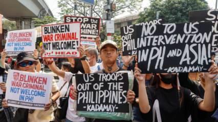 Blinken, Filipinler'de protesto edildi