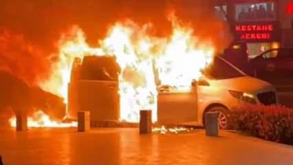 Bursa'da büyükşehir başkan adayının makam aracı alev alev yandı