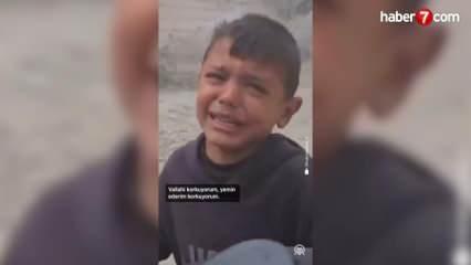 Filistin'de küçük çocuğun korku dolu anları! Vallahi korkuyorum, sadece gitmek istiyorum