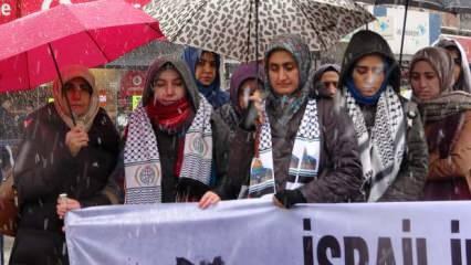 Van'daki sağlık çalışanlarından kar yağışı altında Gazze için 'sessiz protesto'