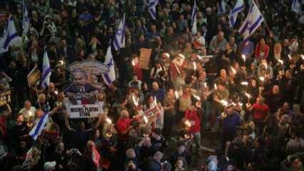 100 bin kişi Netanyahu ve hükümetini istifaya çağırdı