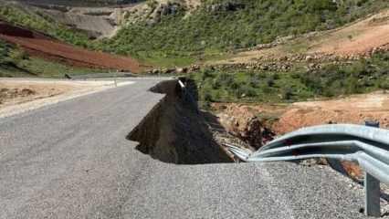 Siirt'te yağış sonrası yol çöktü
