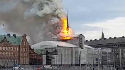 Danimarka'da tarihi borsa binasında yangın