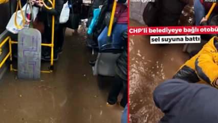 CHP'li Antalya'da Belediye otobüsü sel sularına daldı! Vatandaşlar dehşeti yaşadı