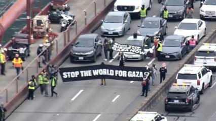 Dünya Gazze için direnmeye devam ediyor... Golden Gate Köprüsü'nü kapattılar