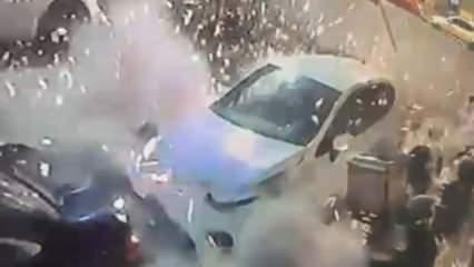 Kağıthane'de otoparka el bombalı saldırının görüntüleri