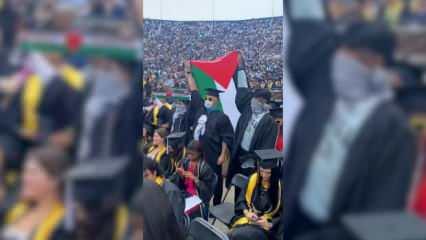 ABD’deki Michigan Üniversitesi mezuniyet töreninde Filistin ile dayanışma eylemi yapıldı