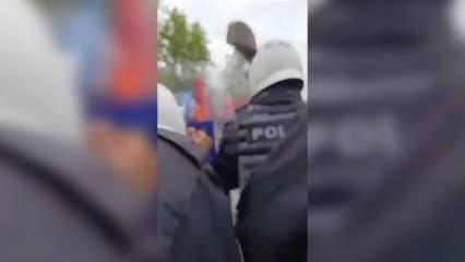 Saraçhane provokasyonunda polislere kaldırım taşı atıldığı anlar ortaya çıktı!