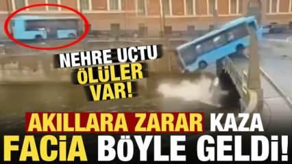 Rusya&rsquo;da akıllara zarar kaza, facia b&ouml;yle geldi! Yolcu otob&uuml;s&uuml; nehre u&ccedil;tu: &Ouml;l&uuml;ler var...