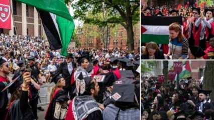 Harvard Üniversitesi'nde Filistin'e destek eylemi