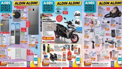 A101 Aktüel 14 Haziran 2024 Kataloğu Yayınlandı! Su sebili, 125cc motosiklet, kıyma makinesi...