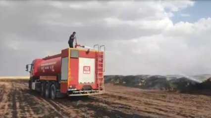 Mardin'de 70 ton saman balyası yandı