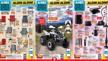 A101 Aktüel 20 Haziran 2024 Kataloğu Yayınlandı! Off-Road ATV, kamp sandalyesi, masa üstü fan