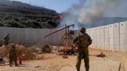İsrail ordusu mancınıkla saldırıyor... Ateş toplarıyla sınır ötesini hedef aldılar