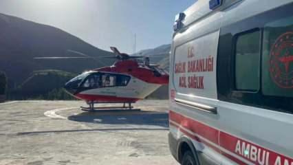 Ambulans helikopter 18 yaşındaki genç için havalandı