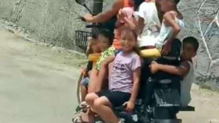 8 çocuk elektrikli motosikletle firarda, o anlar kamerada