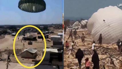 Gazze’ye yapılan hava yardımı bir çadırın üzerine düştü