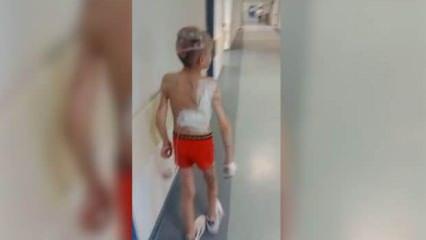 Sokak köpeklerinin saldırdığı Tunahan günler sonra bugün yürüdü! 