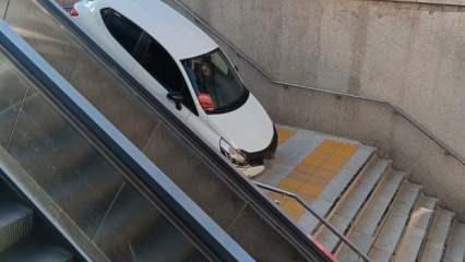 Ankara'da akıllara durgunluk veren kaza: Aracıyla Kızılay Metrosu'na uçtu!