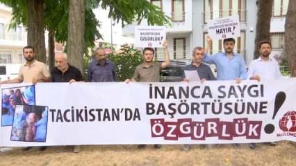 MAZLUMDER'den Tacikistan'ın İstanbul Başkonsolosluğu önünde protesto
