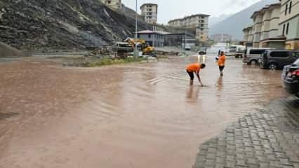 Artvin'in Yusufeli ilçesinde sağanak sele döndü