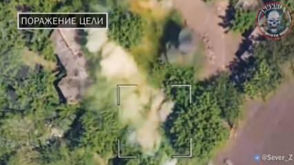 Rusya-Ukrayna savaşında dehşet anlar... Bomba 4 askerin ortasına düştü