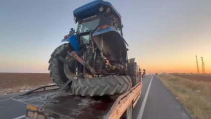 Traktör ve tarım aleti taşıyan tır devrildi: 1 kişi yaralı