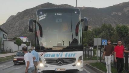 Amasya'da yolcu otobüsü yayaya çarptı!