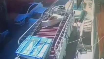 Feci kaza! Nakliyeci sıktığı halatın kopması sonucu 5 metrelik boşluğa düştü