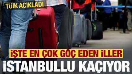 TÜİK açıkladı! İstanbullular kaçıyor...,İşte en çok göç eden iller