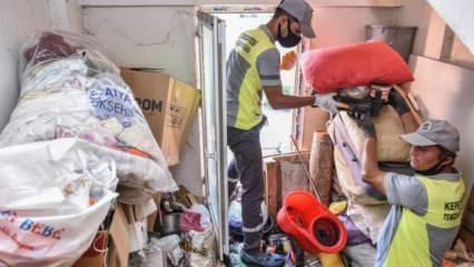 Mahallelinin şikayet ettiği apartmandan 6 kamyon çöp çıktı!